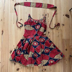 Trashy Diva Womens Tribal Print Cage Dress 8 and Matching Obi Tie